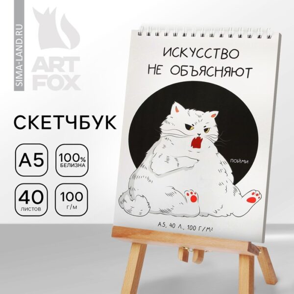 Скетчбук А5, 40 л 100 г/м2 "Кот"